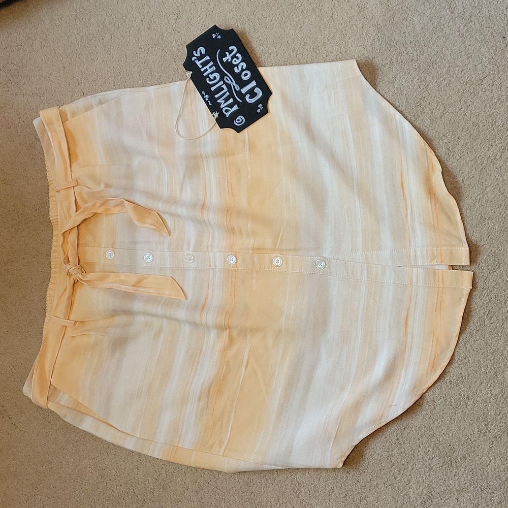 Cato Skirt XL Shirt Style Button Down Fabric Belt Orange